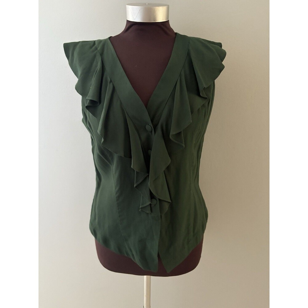 Vintage Johnathan Martin Sleeveless Top Size 9/10 Ruffle Forest Whimsy Festival